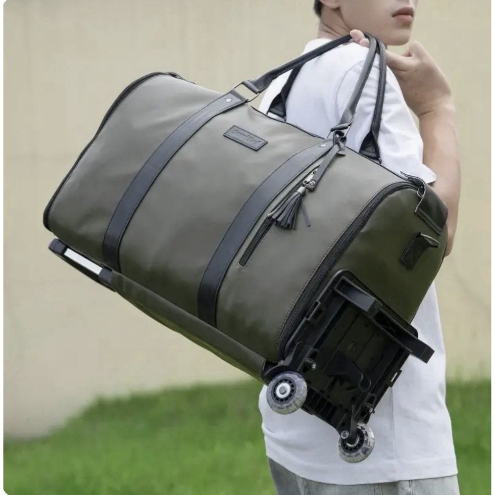 JenniBag Roller Edition 2-in-1 Convertible Travel Duffle Bag Olive Green Black